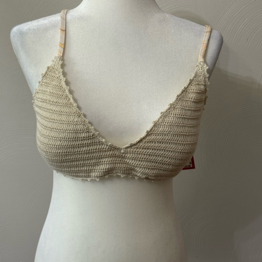 NWT Target Beige Crochet Triangle Bikini Top